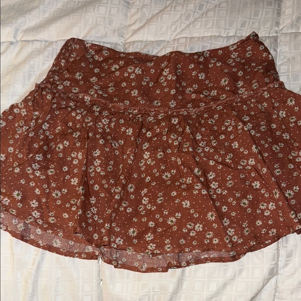 URBAN Romantics Rust Floral Mini Skirt